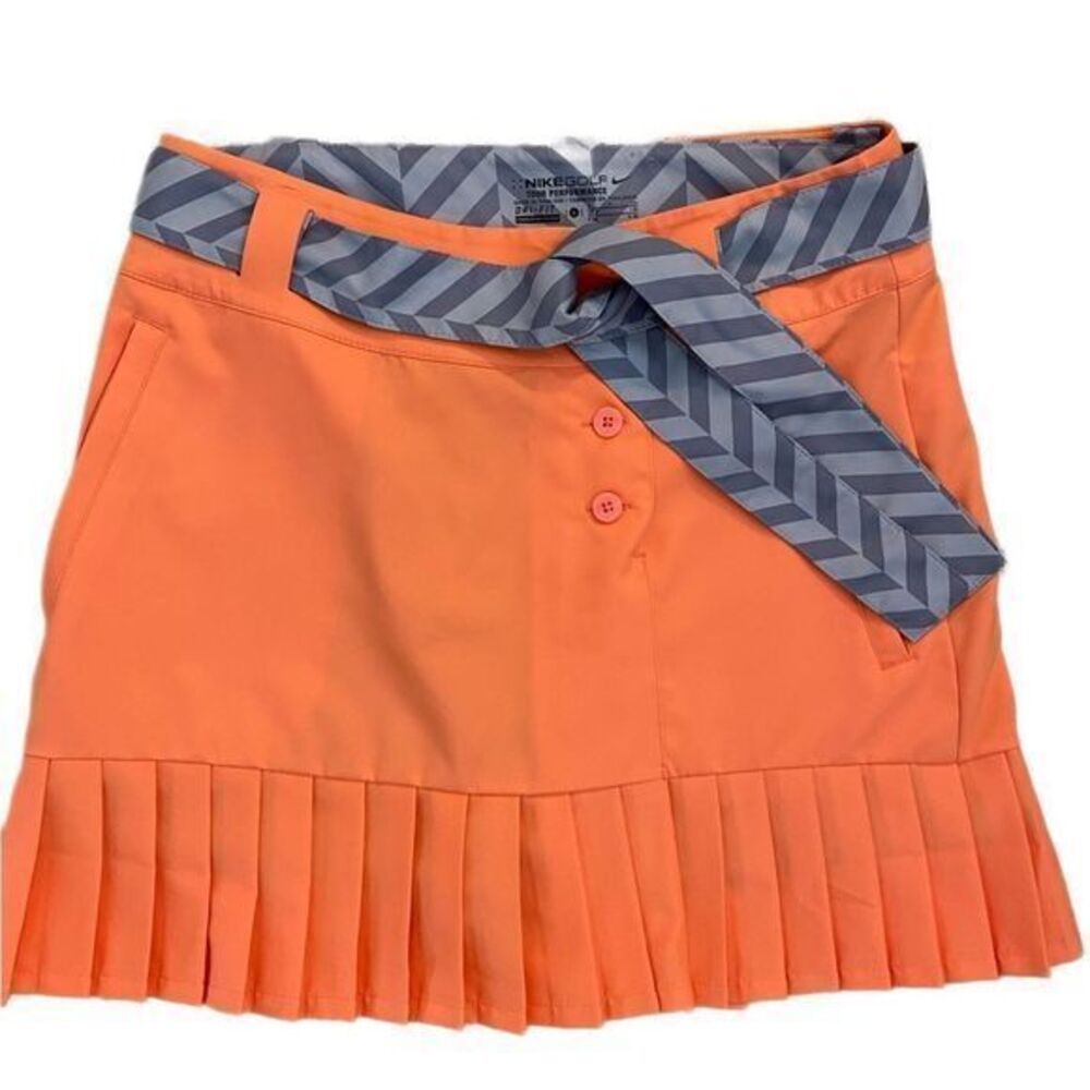 Nike Orange Pleated Golf Skort with Gray Chevron Waistband